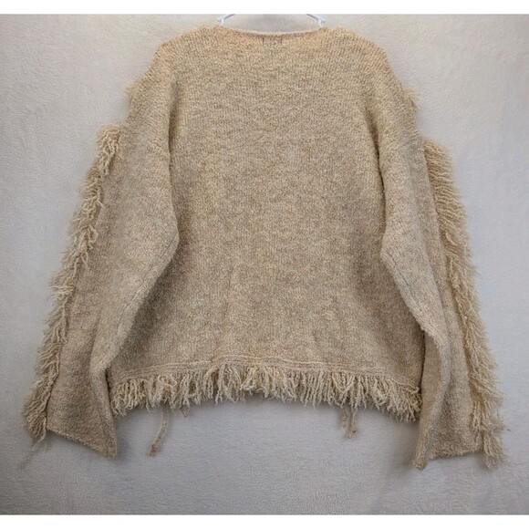 NASTY GAL Knitted Fringe Long Sleeve Pullover Lace Up Front Sweater NWT Large - Picture 10 of 10